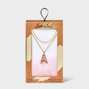 Bella Uno Bellissima Silver Plated Flower
Pressed Initial Multi-Strand Necklace